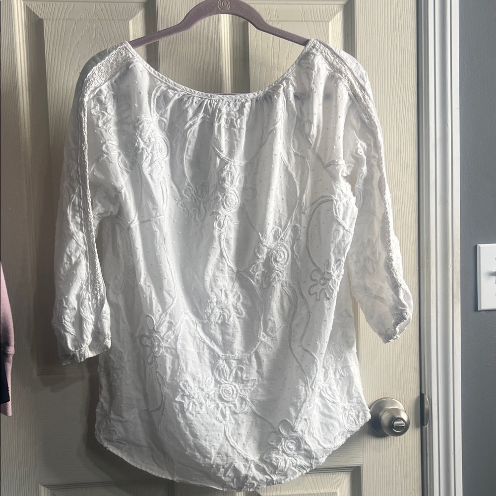Art And Soul White Floral Women's Blouse - Picture 3 of 4